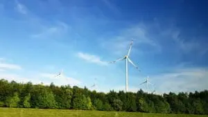 Windkraftanlagen in einem Waldgebiet